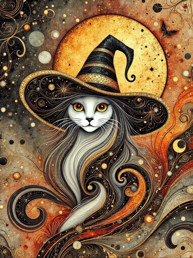  CAT  DRESSED LIKE A WITCH  by @Nelllle
