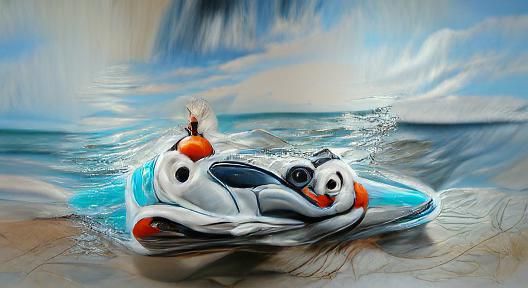 Olaf riding a waverunner