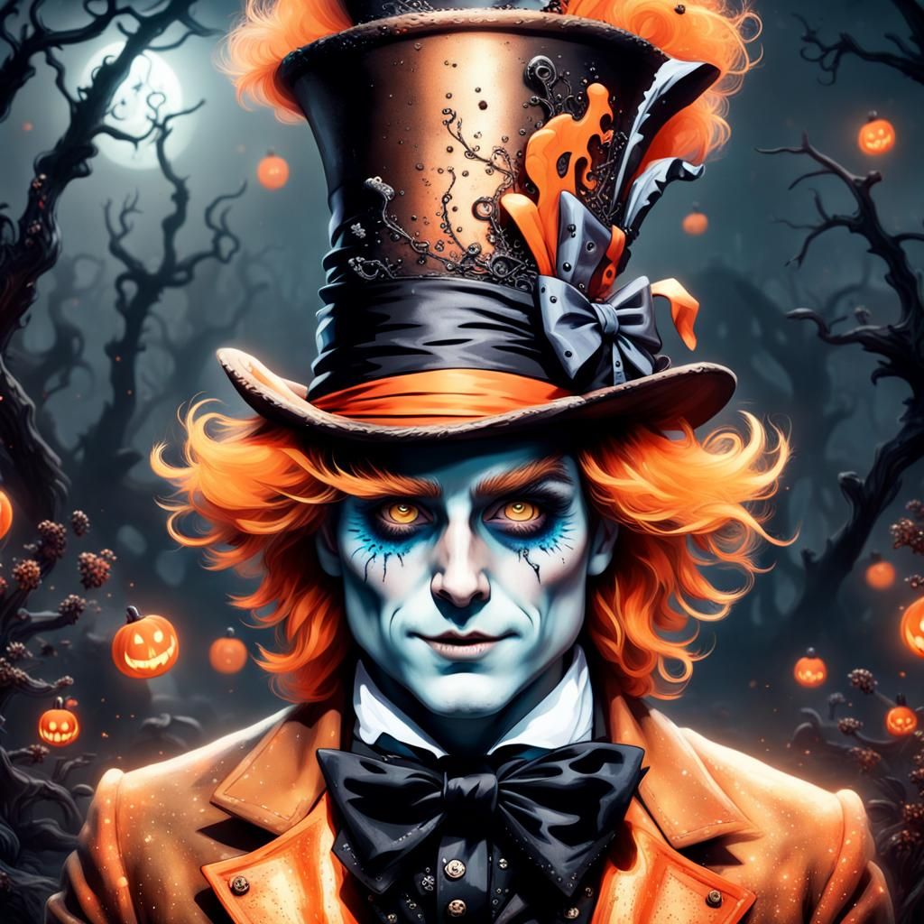 Un beau fantôme bioluminescent orange et noir mad hatter wonderland ...