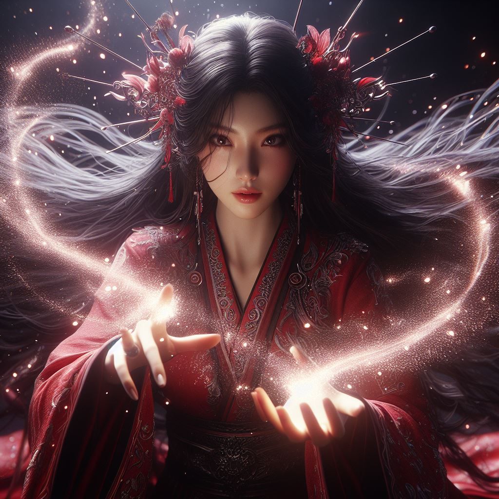 Light Asian sorceress