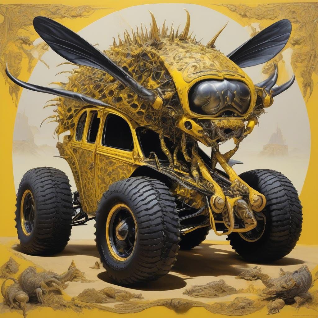Surrealistic Yellow Dune Buggy