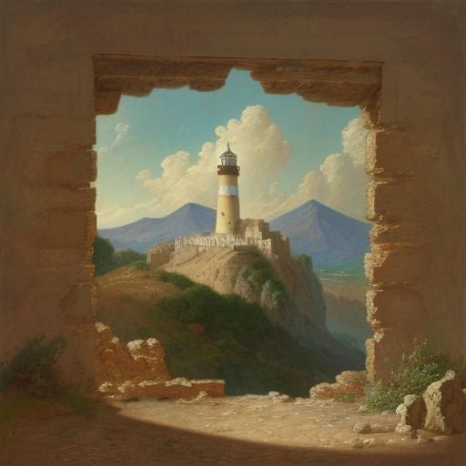 lighthouse in the valley of the kings, style of Jean-Honore Fragonard and jackson pollock