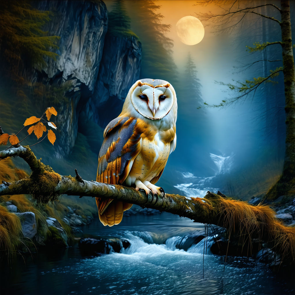 Barn Owl sitting on a branch