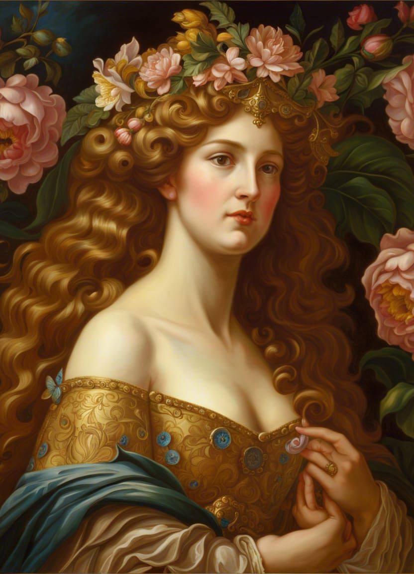 Goddess of love academic art key visual style, baroque romanticism