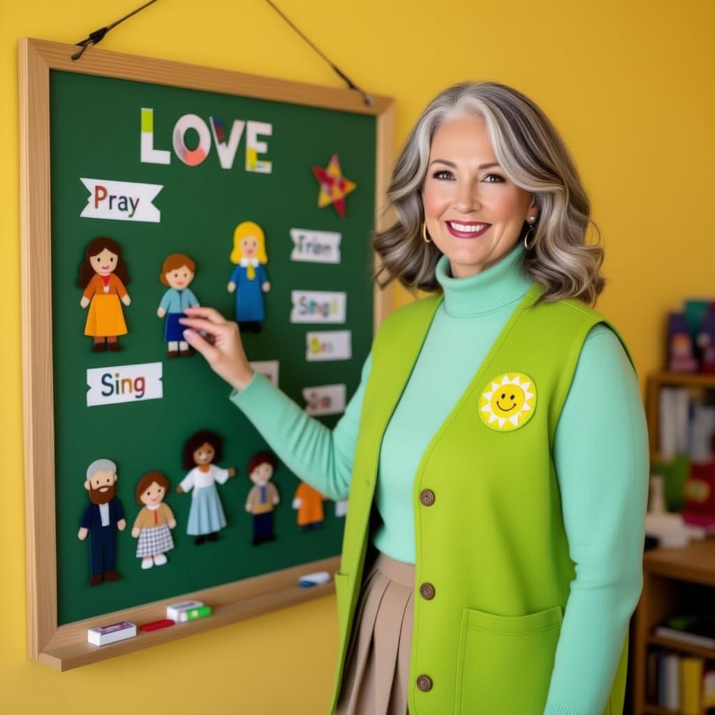 Volunteer Explaining Ways to Become Like Jesus to Folks Meek at Heart