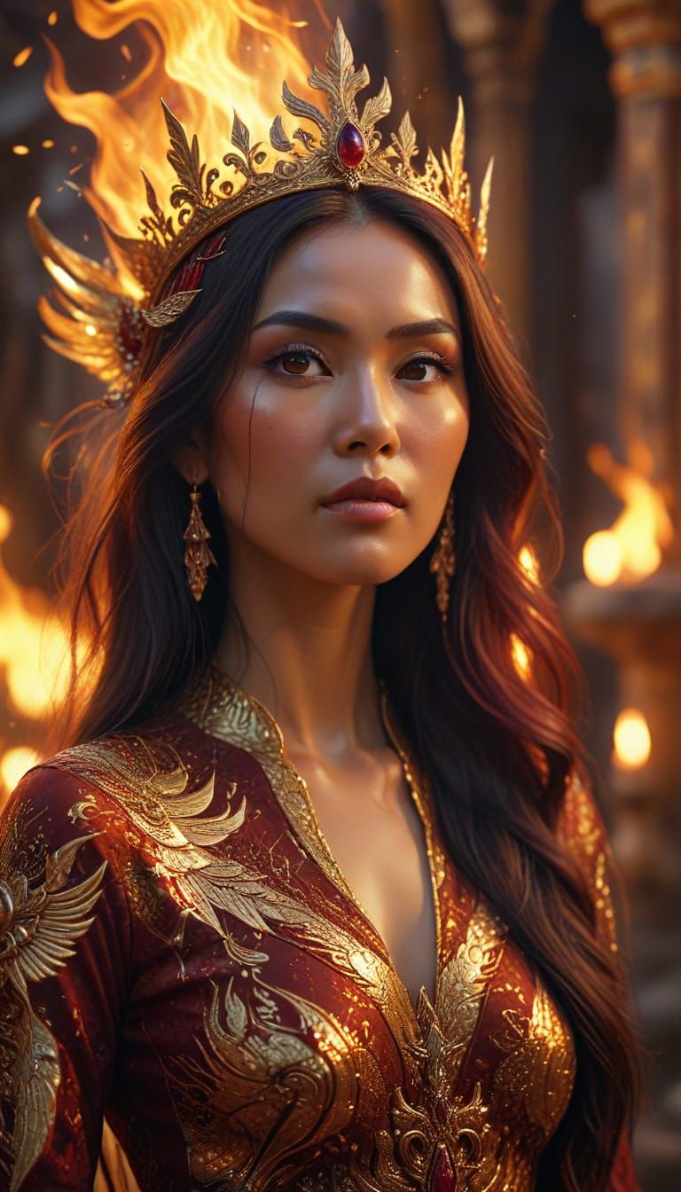 Majestic Oriental Woman in Gothic Fantasy Portrait