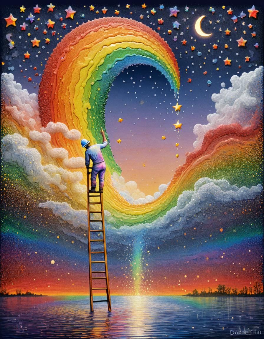 Rainy day rainbow painting!!   by @Hit moments