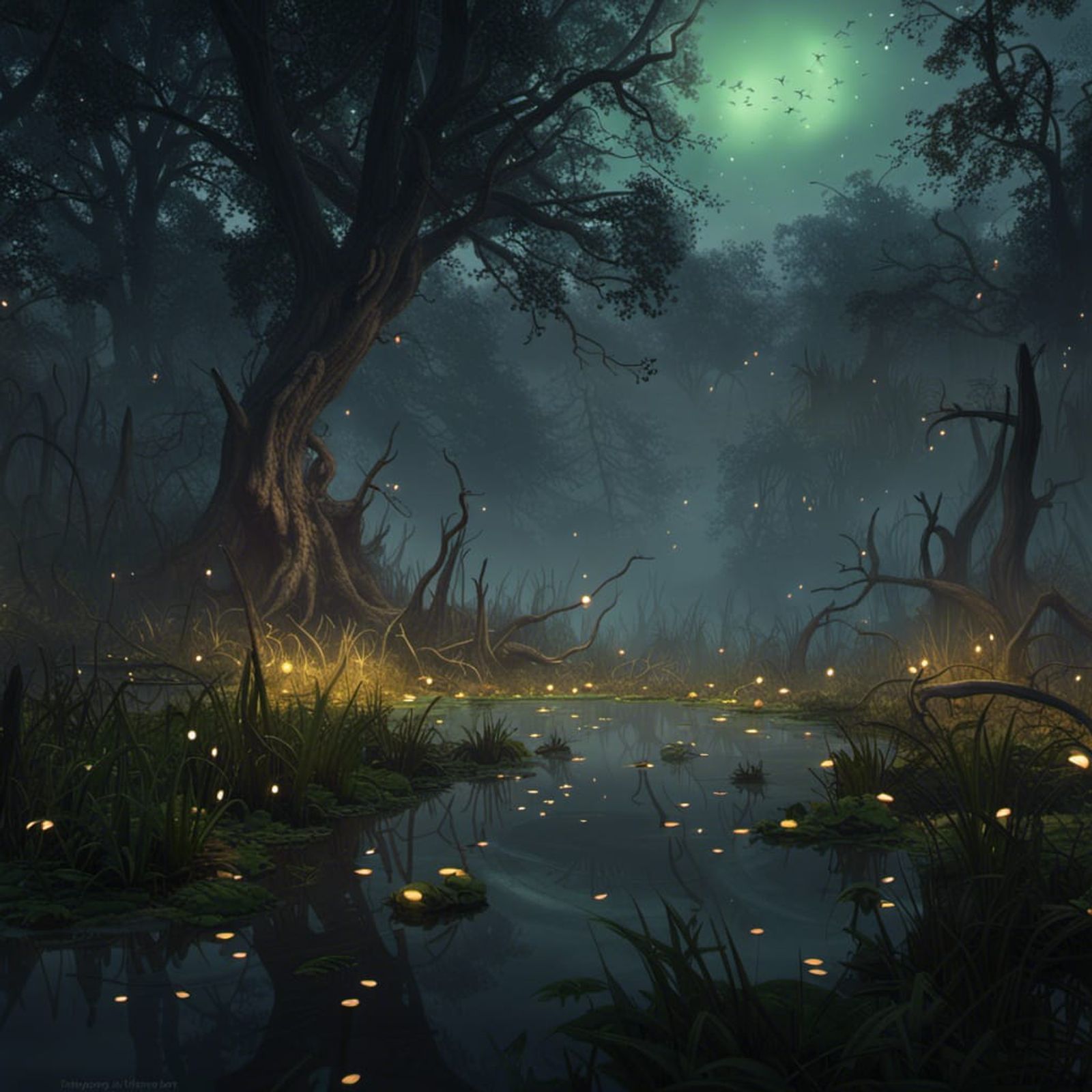 swamp at night