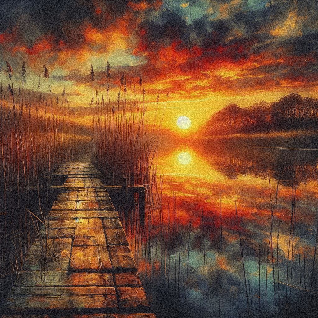 Gilded Pathways: The Wetland's Embrace  by @Uwork