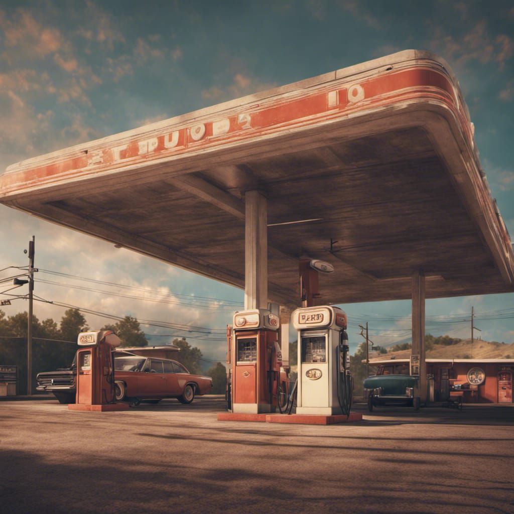 Retro Gas Station - AI Generated Artwork - NightCafe Creator