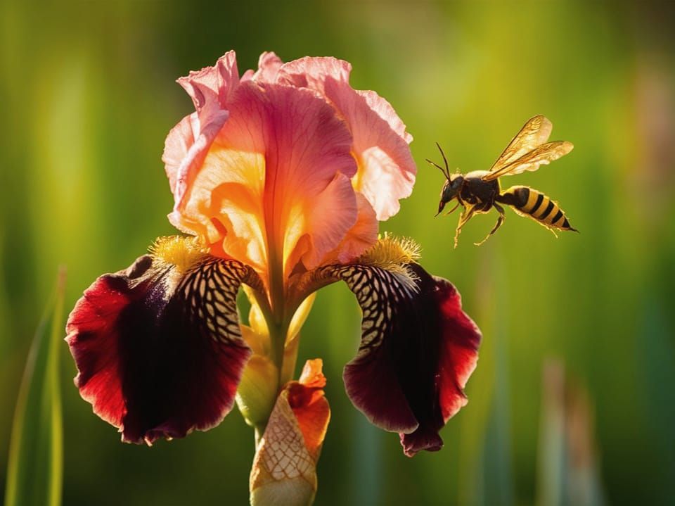 Hornet Approaching Attractive Iris