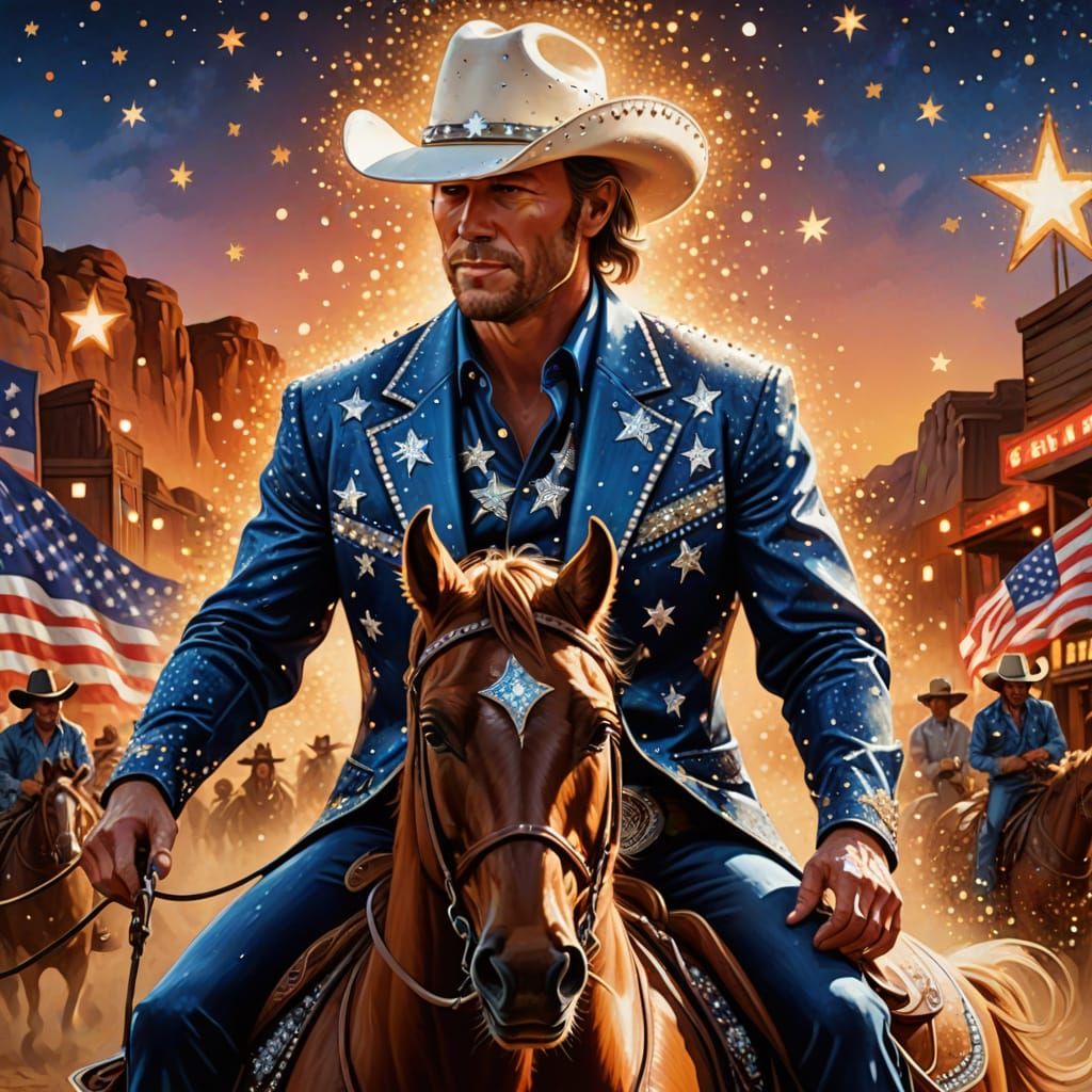 #1 Rhinestone Cowboy, prompt from the lyrics of the chorus only.  by @Gerryb