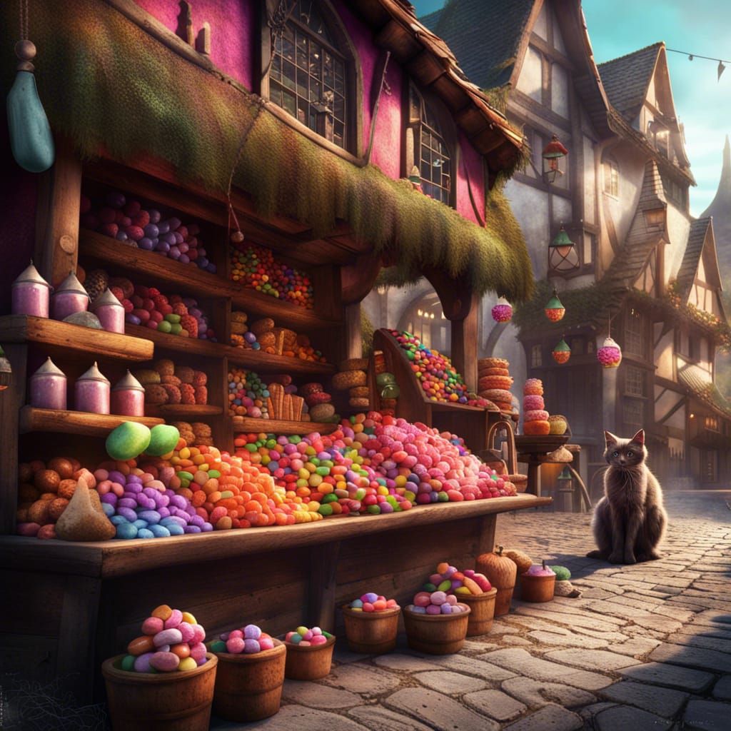 medieval street shop full of delicious sweets  by @Caly