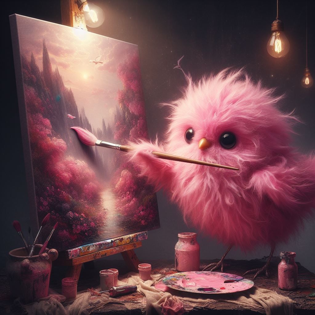 Pink Bird Artist  by @Caroline