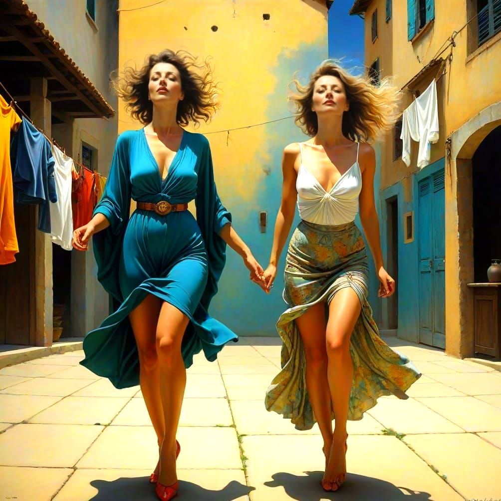 Surrealistic Portrait of a Radiant Lady in Whimsical Scene