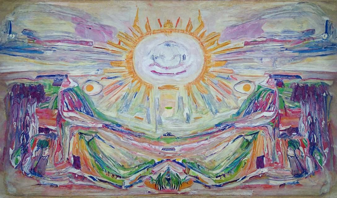 the sun of munch, colorful, sun in the middle, summer day