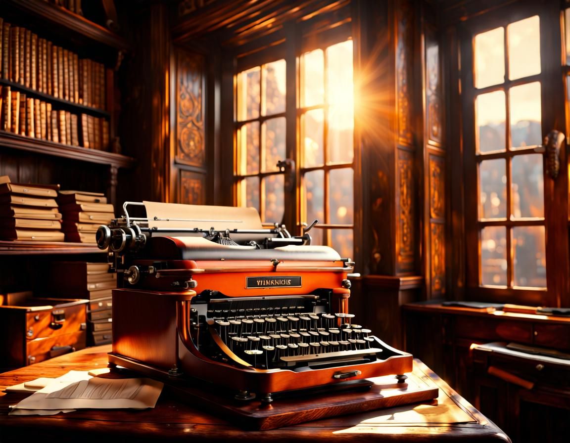 Vintage Typewriter in an Old-Fashioned Study  by @FrancesFantasy
