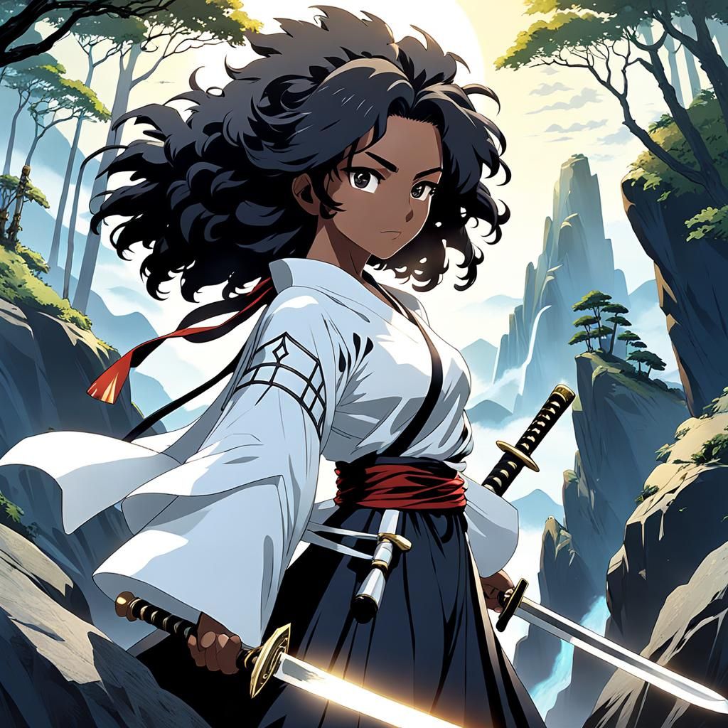 Female afro samurai - AI Generated Artwork - NightCafe Creator