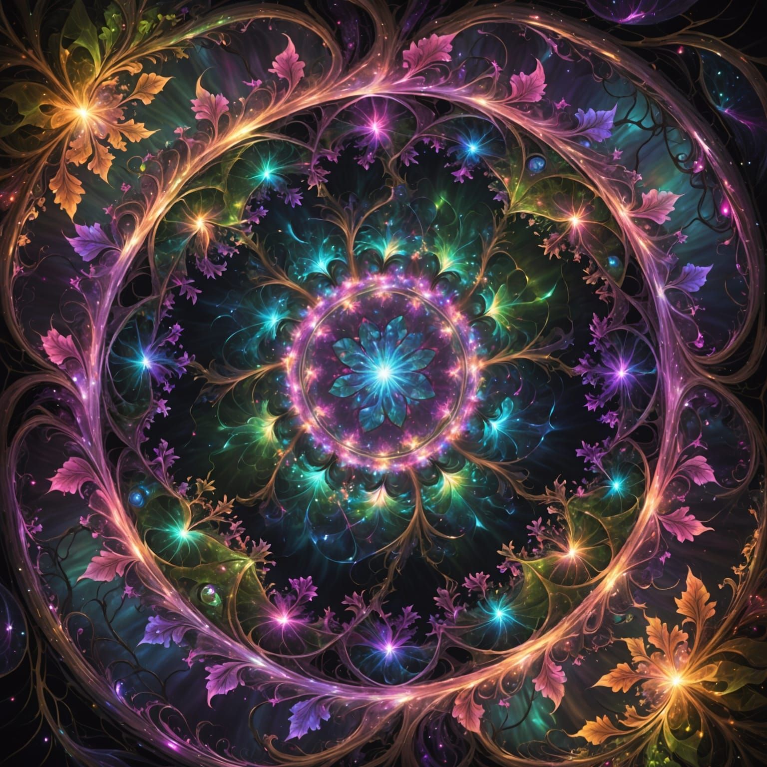 Surreal Fairy Realm Unfolds in Vibrant Fractal Hues