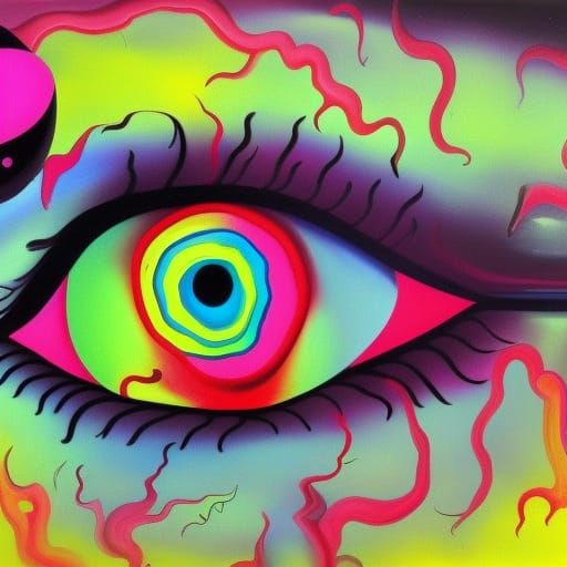 Psychedelic Color For Eyeball With Neon Colors - Ai Generated Artwork 