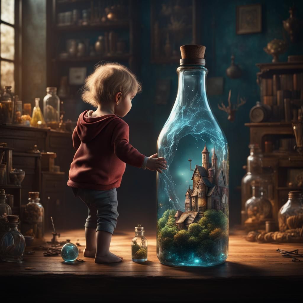 Glass Bottle Holds a Child's' Imagination to Explore  by @MothersHeart