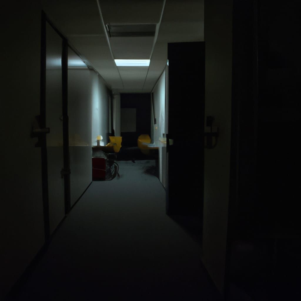 dark indoor office liminal space backrooms scary night - AI Generated ...