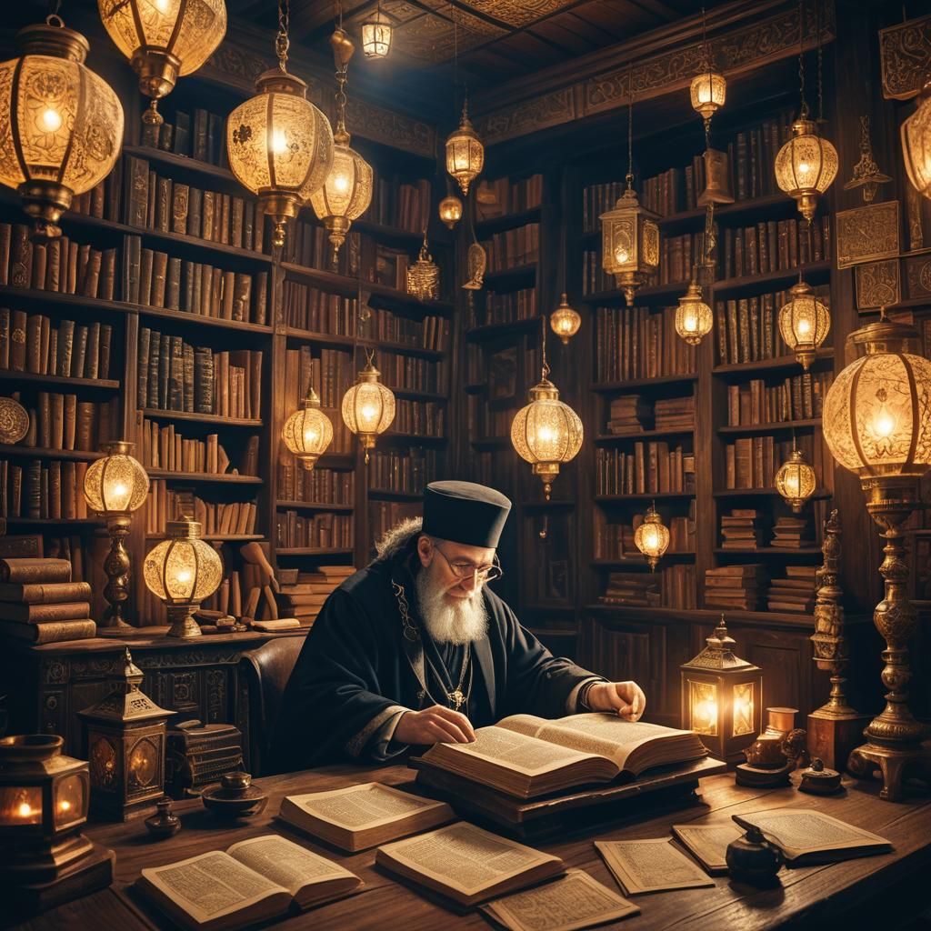 Orthodox Jewish Scholar in Fantasy Matte Painting