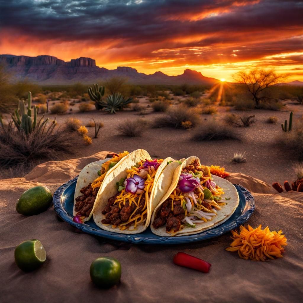 Dias De Los Muertos Taco Tuesday in an Arizona desert sunris...