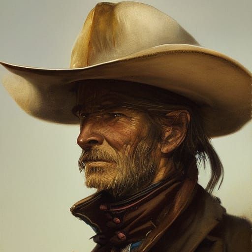 a portrait of an old cowboy  by @Dancing_hippopotamus