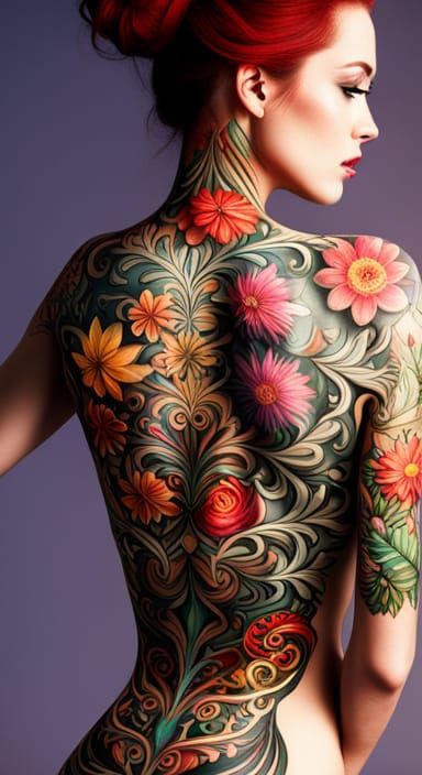 Evolved Floral Back Tattoo  by @EmzMc