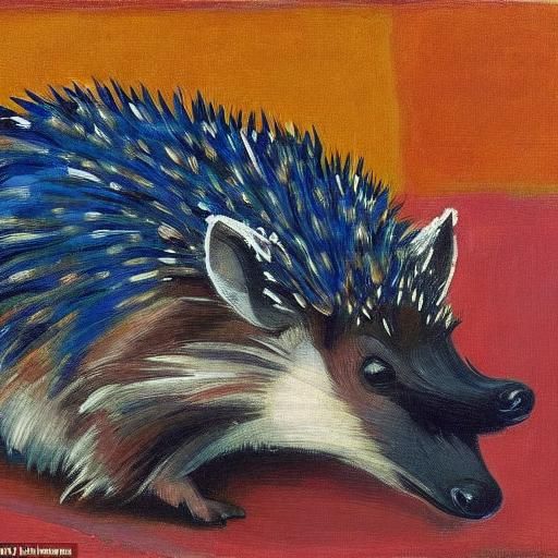 Hedgehog draws a portrait of a moose 
By Zinaida Serebriakov...