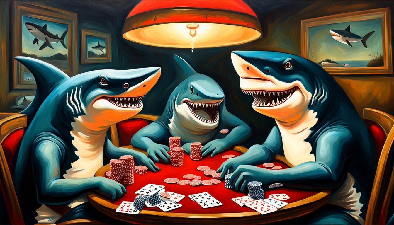 Sharks playing poker oil painting - AI Generated Artwork - NightCafe ...