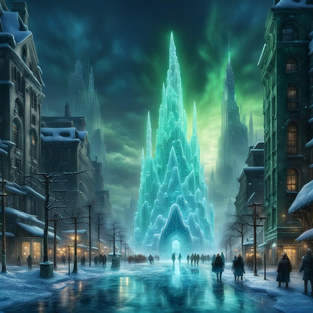 Glowing Ice Tower - AI Generated Artwork - NightCafe Creator