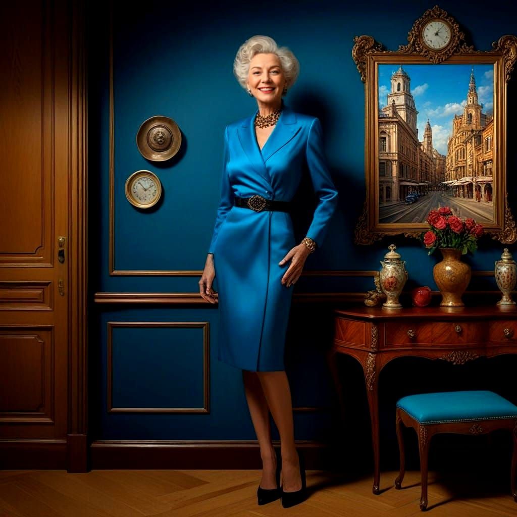 Charismatic Lady in Vibrant Outfit, Captivating Portrait in....