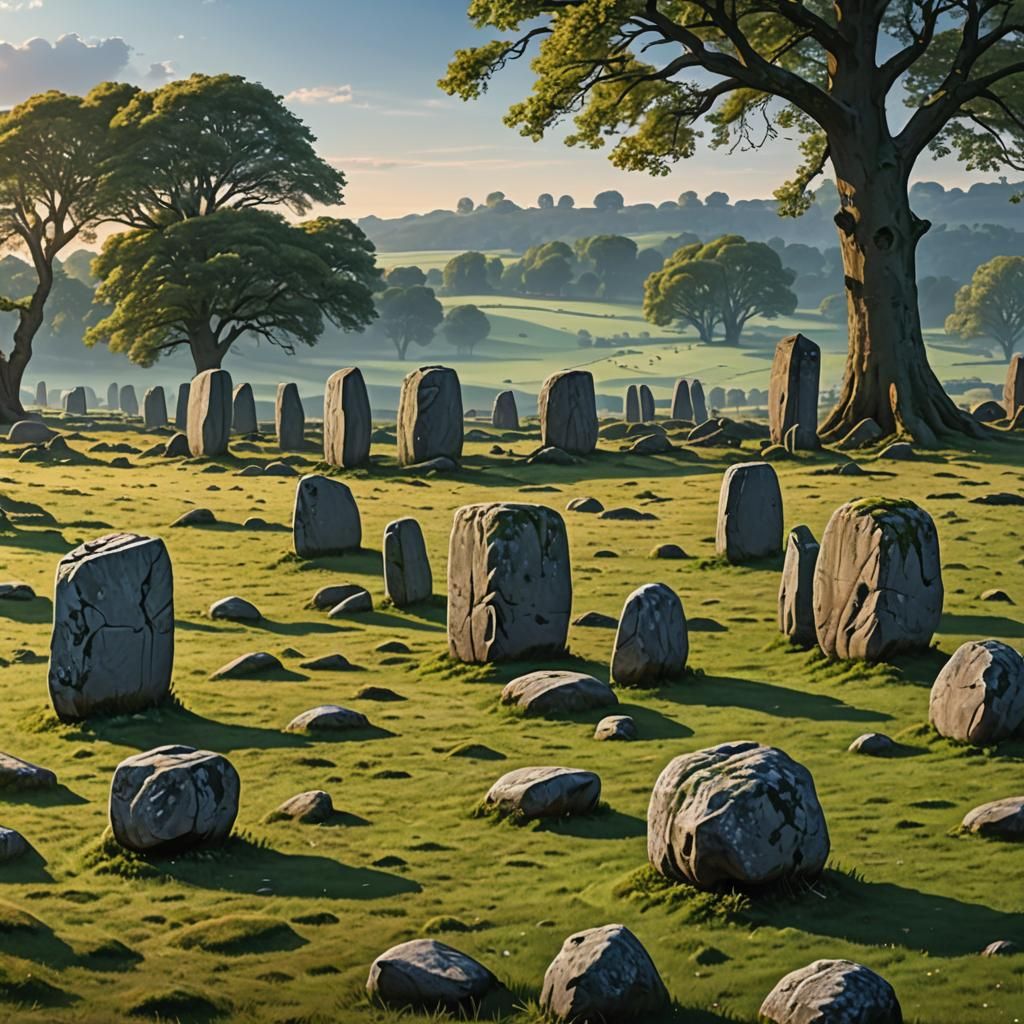 Monumental Trilithon Landscape in Romantic Style