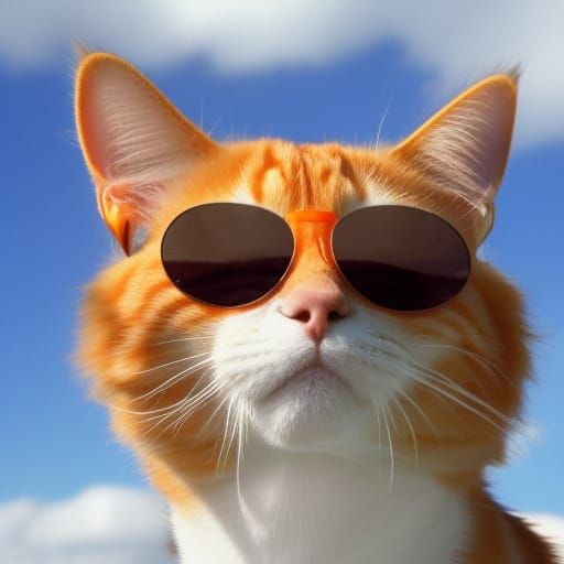 orange tabby cat with sunglasses - AI Generated Artwork - NightCafe Creator