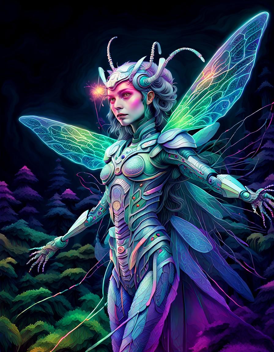 (intricately detailed fantasy artwork of a amazing insect woman with ...