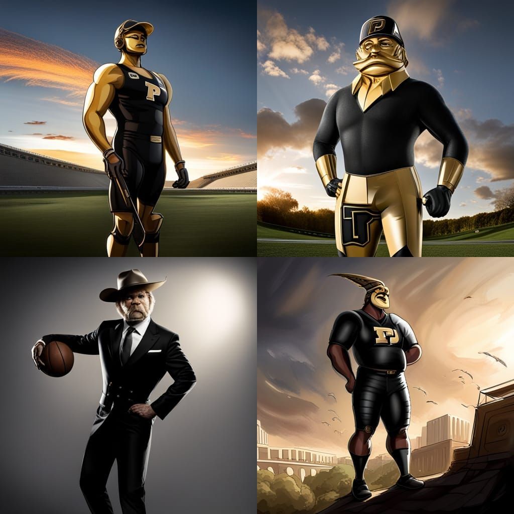 A modern reinterpretation of, very strong, Purdue Pete mascot - AI ...