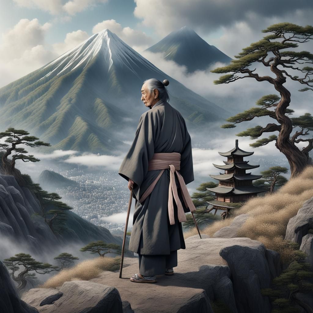 Old Japanese man, on the mountain  by @Cressy29