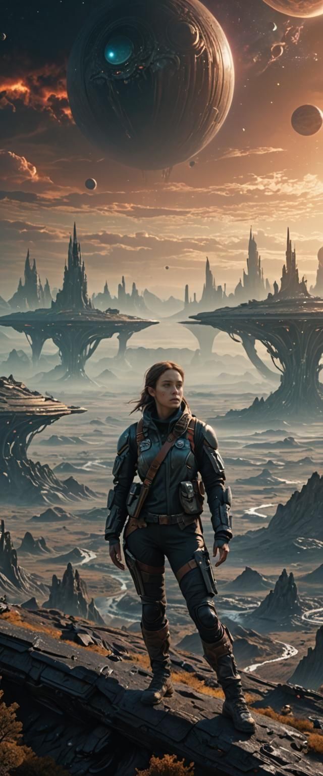 Girl standing on an alien world