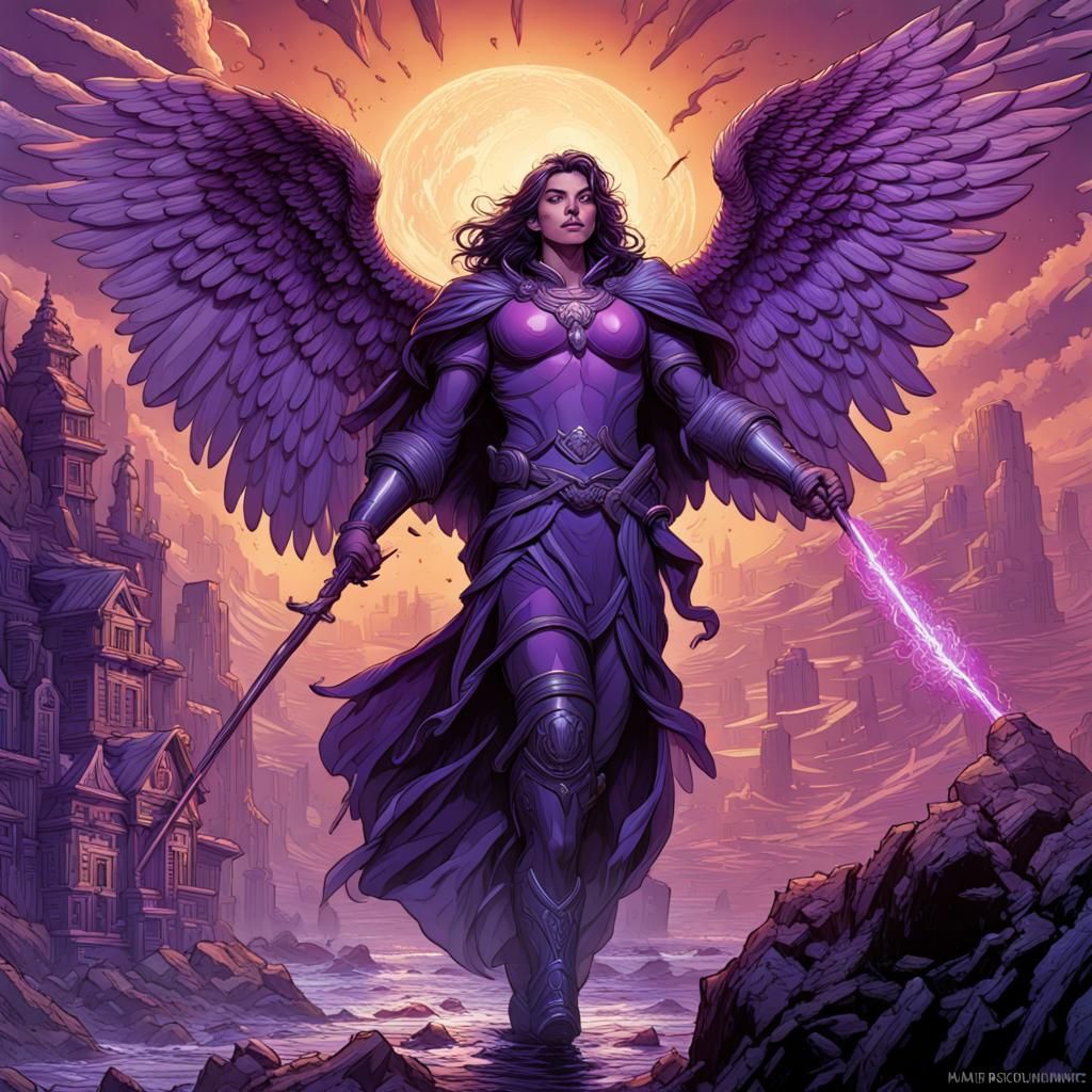 Arcángel Zadquiel, color morado, representa la alegría, Mark Brooks and ...