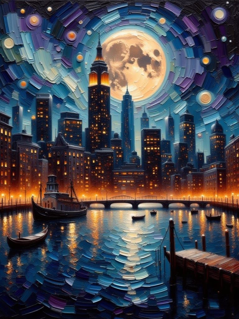 Cityscape by the water (Impasto)  by @Tim