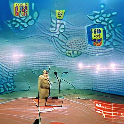Ceaușescu singing at the Bikini Bottom