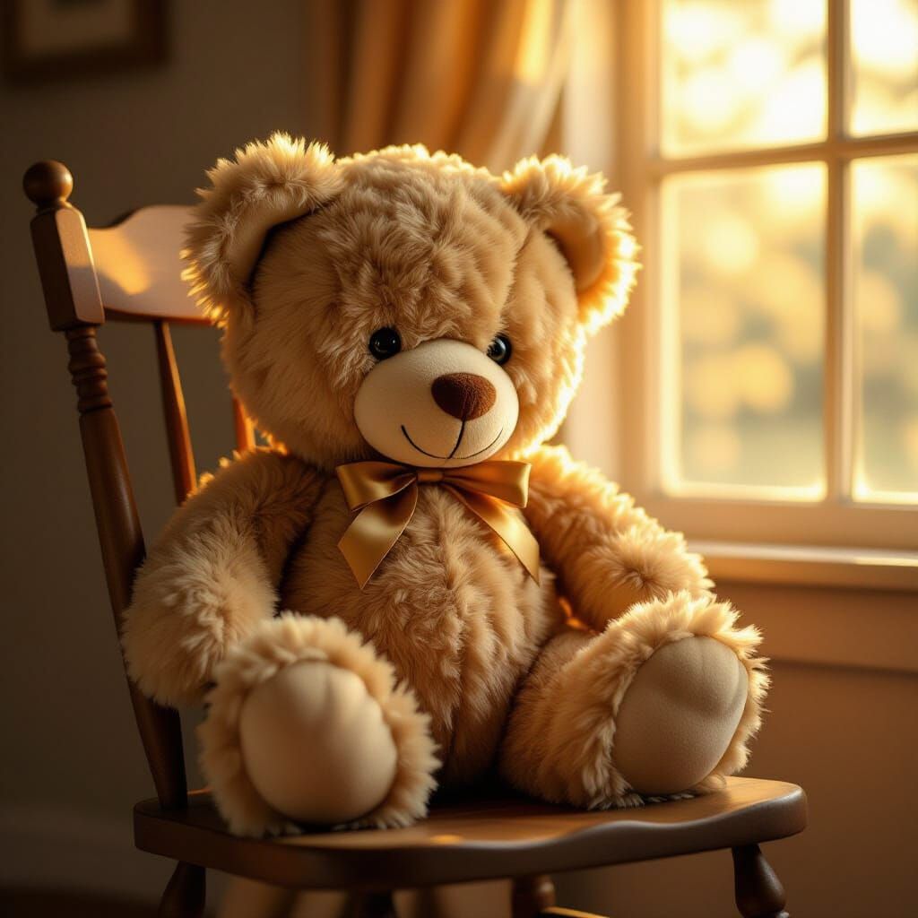 Cozy Teddy Bear in Sunlit Room