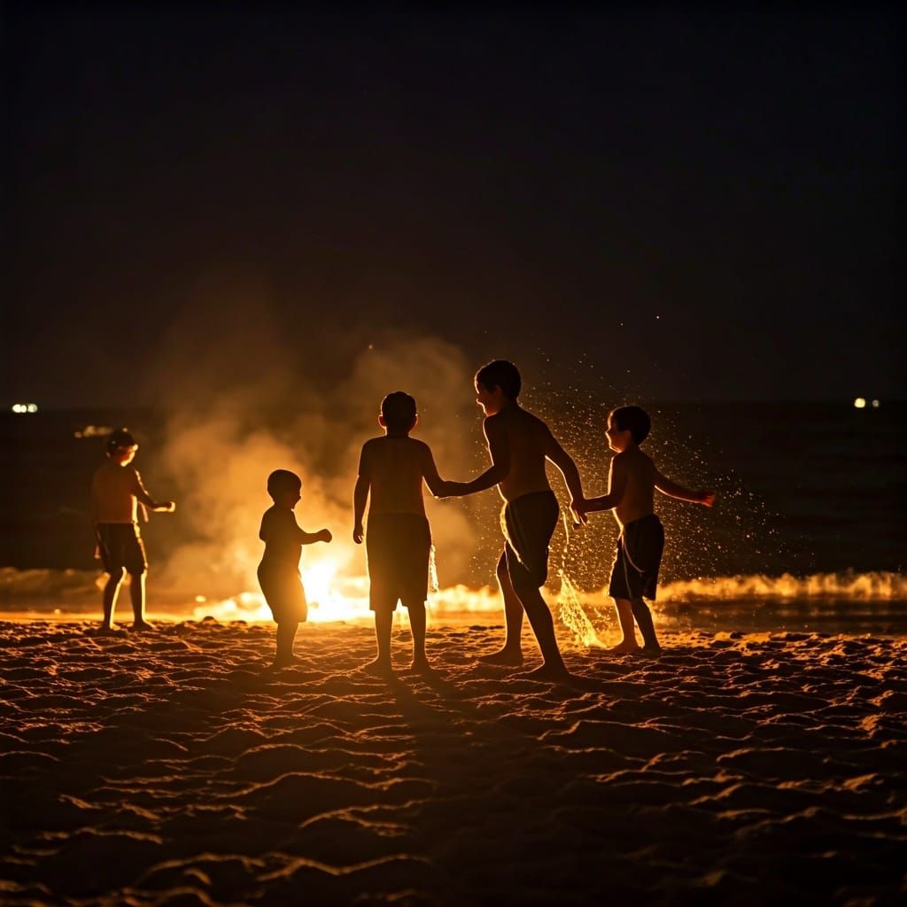 Haredi Children's Bonfire at Night, Martin Schoeller Style