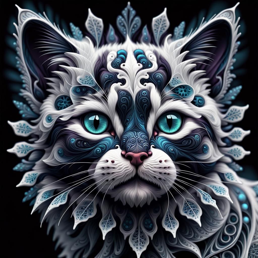 Snowflake Cat Fractals AI Generated Artwork NightCafe Creator