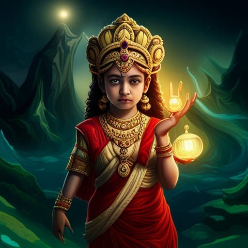 portrait of toddler goddess laxmi - AI Generated Artwork - NightCafe ...