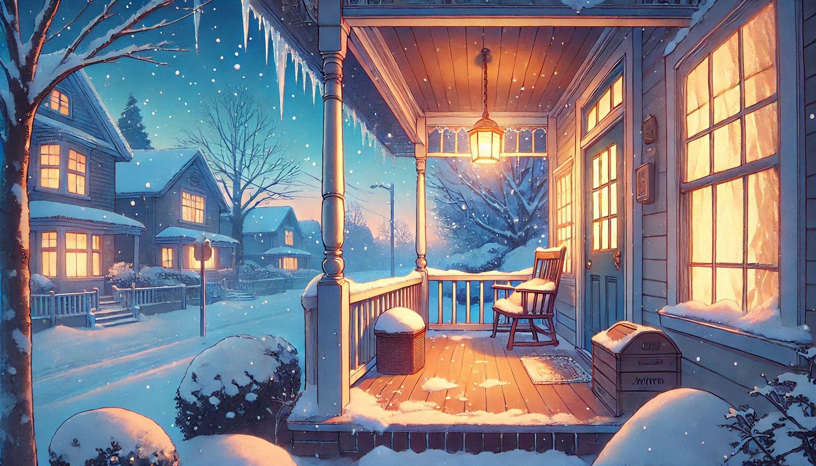 Lo-fi Suburban Winter Porch