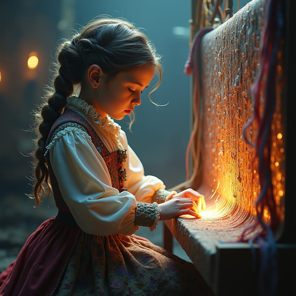 "The Memory Weaver"In a world where memories can be woven into fabric, a young orphan named Lyra,  by @Handasa Belamiea