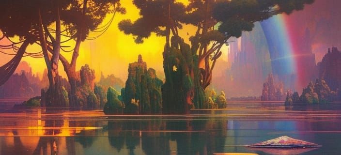 rainbow Sunset Landscape.   by @Ansel_Atoms